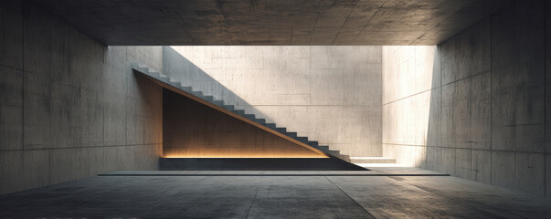 Poster - Minimalist concrete space with clean lines and bold architectural features, creating serene atmosphere