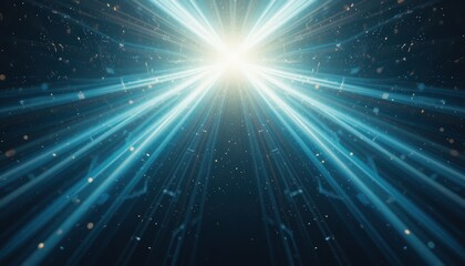 Poster - Dynamic light rays emanating from a central source digital environment visual content cosmic atmosphere abstract viewpoint concept of energy and motion
