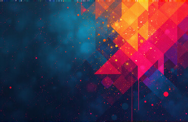 Aufkleber - Vibrant Geometric Patterns Blend With Bright Neon Shades On A Textured, Abstract Background Featuring Color Gradients And Noise.