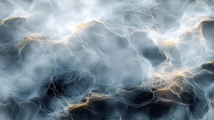 Poster - Abstract blue and gold energy flowing through fibrous network