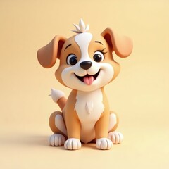 Poster - cute puppy sitting and smiling with a cheerful face
