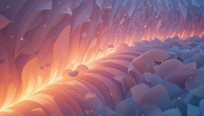 Poster - Dynamic abstract wave patterns digital art creation vibrant colors surreal environment close-up viewpoint innovative design concept