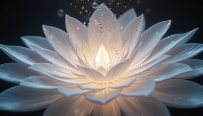 Poster - Captivating water lily displaying serenity and beauty still life setup underwater environment close-up view zen concept for tranquil ambiance