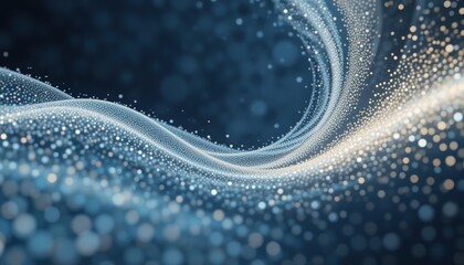Poster - Dynamic particle waves abstract space digital art ethereal environment close-up view concept of motion and light