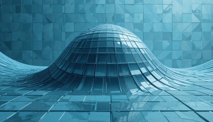 Fototapete - Dynamic abstract wave formation digital space 3d render futuristic technology aerial view visual conceptualization for web design