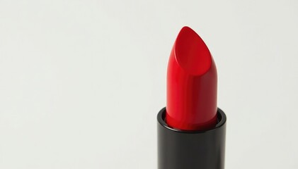 Wall Mural - Close-up of vibrant red lipstick on pure white , red, red lips, beauty product