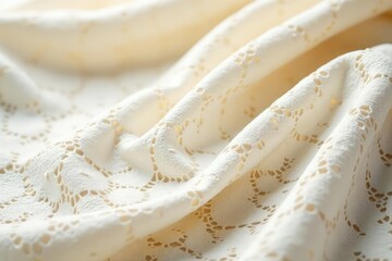Wall Mural - Geometric abstract pattern in cream lace fabric, close-up , texture, motif