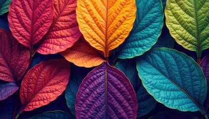 Wall Mural - Nature's repeating leaf structures in vibrant hues , artistic, vein, flora