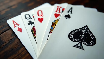 Wall Mural - Playing cards arranged in a classic ace sequence , spades, playing cards, ace of spades
