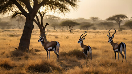  blackbuck A graceful blackbuck stands poised on the edge of a sunlit grassland,