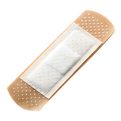 a bandage is shown on a white background. the bandage is white and brown in color