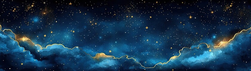Poster - Stargazing event night sky digital artwork cosmic environment wide view celestial concepts for visual inspiration