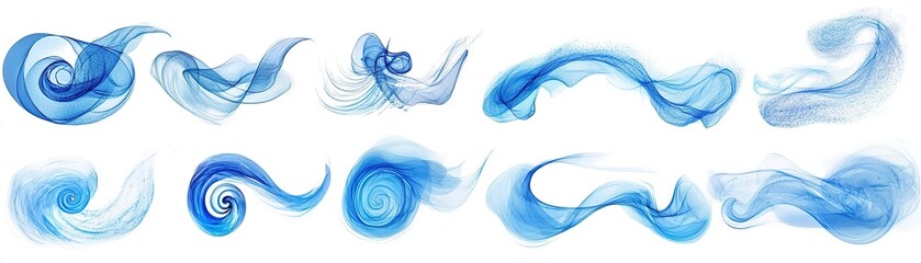 Poster - Dynamic blue swirls abstract art digital graphics creative space aerial view wave patterns for artistic inspiration