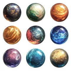 Poster - Captivating cosmic orbs a stunning display of celestial art space digital artwork colorful nebulae artistic perspective