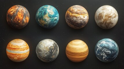 Wall Mural - Exploring celestial bodies stunning planet models art studio 3d renderings dark background artistic vision