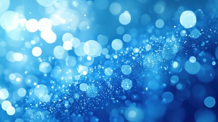 Poster - A magical background of shimmering blue bokeh lights, creating a serene and captivating atmosphere for various creative projects.