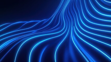 Poster - A mesmerizing digital landscape of flowing blue light waves, creating an ethereal and futuristic ambiance.