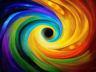 Poster - Abstract Swirling Rainbow Vortex, Vibrant Colorful Spiral Energy Motion