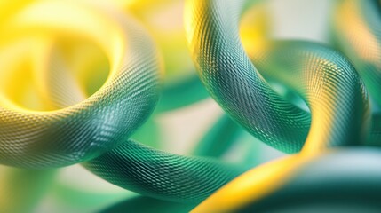 Poster - A vibrant abstract composition featuring intertwined green and yellow shapes, showcasing a modern design aesthetic for creative projects.