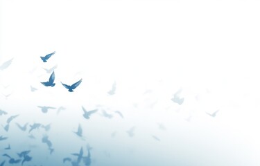  Flock of birds in flight, soft focus