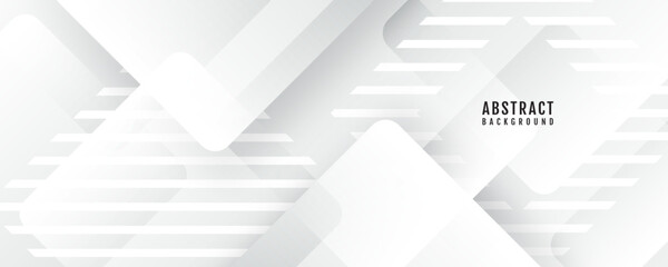 Poster - 3d white grey abstract background overlap layer on bright space with cutout shape effect decoration.
