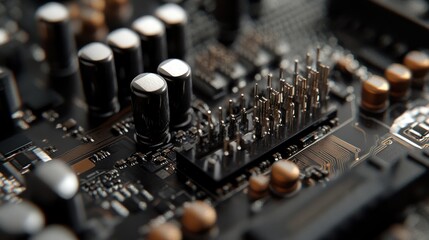 Poster - Close-up of a circuit board showcasing intricate details and electronic components.