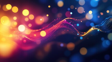 Poster - Colorful abstract waves with glowing bokeh lights creating a vibrant, dynamic visual experience for creative projects.
