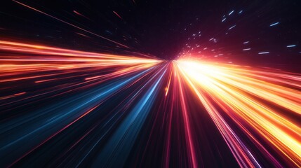 Poster - Dynamic light trails create a sense of speed and motion, illustrating the concept of fast-paced technology in modern life.