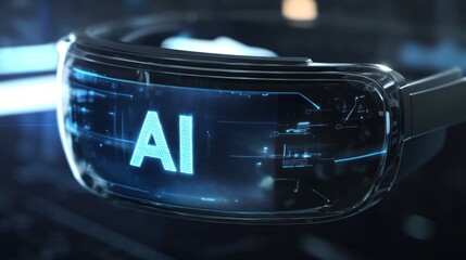 Poster - Futuristic augmented reality glasses displaying AI technology, symbolizing innovation and advancement in the tech industry.