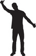 © Curto - Vector; silhouette of a man showing a hug to an imaginary person on a white background