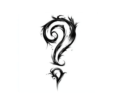 Black drawn question mark
Suitable for mental health concepts, anxiety, overthinking.