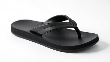 Wall Mural - Single black flip-flop on white background, clean lines , background, summer