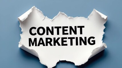 Poster - Content marketing message displayed on a torn piece of paper. Symbolic representation of content marketing. Space for text.