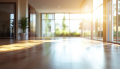 Poster - Blurred Image Of A Stylish Room With Abundant Natural Light And Elegant Decor, Featuring Spaciousness And Large Windows.