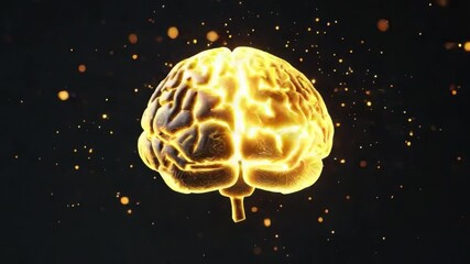 Poster - Abstract glowing brain with luminous effects, symbolizing intelligence, creativity, and cognitive processes in a dark background