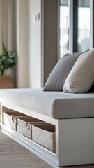 Poster - A simple white bed with two pillows on top, suitable for various uses including home decor and interior design.