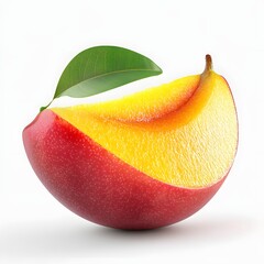 Poster - Juicy Miracle fruit half with leaf. Summer fruit. Delicious Isolated on a white background. A vibrant half Miracle with a leaf, showcasing its juicy.