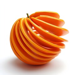Poster - A visually striking image of an orange skillfully transformed into a spiral sphere. The vibrant color and unique form make for a captivating still life. Isolated on a white background.