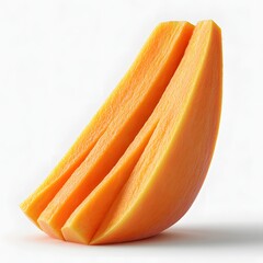 Poster - Three juicy papaya slices, showcasing their vibrant orange color and refreshing texture. Perfect for healthy eating. Isolated on a white background. Sliced Papaya: A vibrant tropical fruit
