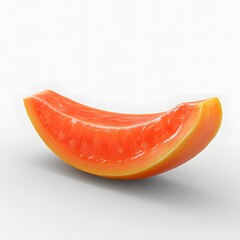 Aufkleber - Close-up of a single papaya slice showing its vibrant color and texture. Isolated on a white background.