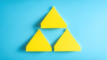 Poster - Three yellow triangles set against a blue background representing creative sticky note concepts and design ideas