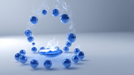 Poster - Blue sphere emitting a large amount of smoke creating an artistic representation of content and mission flame