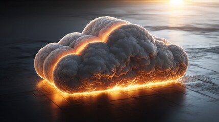 Poster - Dramatic cloud with flames erupting from within creating a unique contrast of nature and fire in the sky
