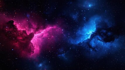 Poster - Vivid Cosmic Nebula with Pink and Blue Color Palette in Deep Space Scene