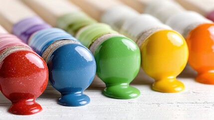 Aufkleber - Row of colorful painted eggs displaying artistic expression and identity through vibrant colors and unique patterns