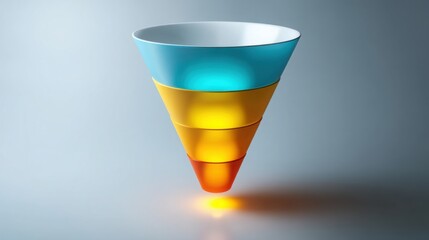 Poster - Colorful cone with three softly glowing stages symbolizing safety and nurturing in a conceptual design