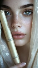 Aufkleber - A close-up shot of a person grasping a tube, with the focus on their hand and the tube.