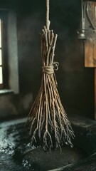Poster - A bundle of sticks suspended from a rope.