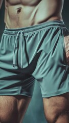 Poster - Close-up shot of a person wearing shorts, perfect for lifestyle or fitness related content.