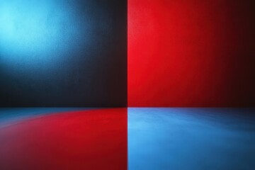 Poster - Bold colors create a striking contrast in this symmetrical design with red and blue tones